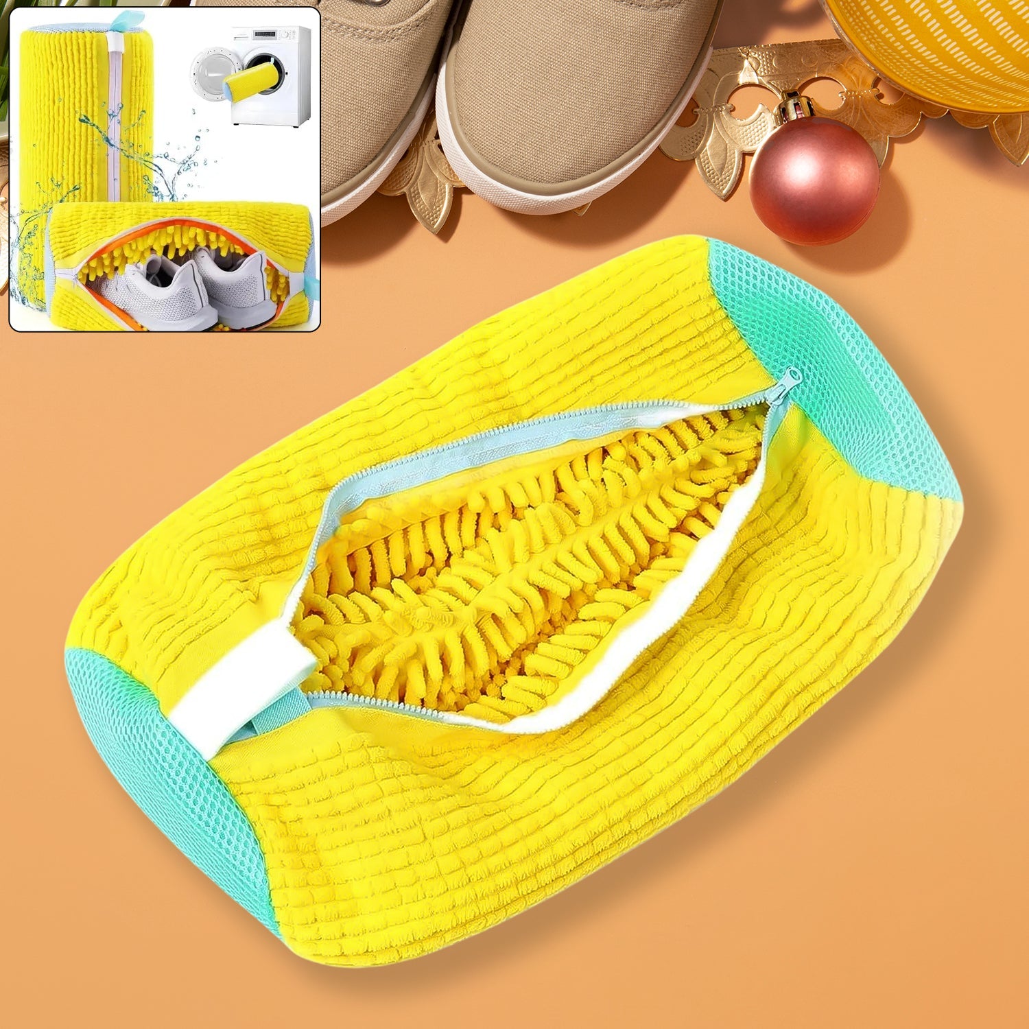 Shoe Washing Machine Bag with Microfiber Chenille Lining & Zipper (1 Pc) Shoe Washing Machine Bag with Microfiber Chenille Lining & Zipper (1 Pc)